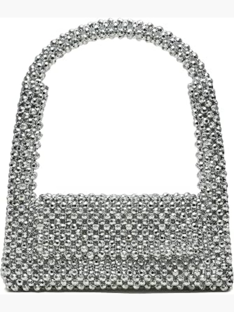 Bridal Pearl Clutch Evening Bag Beaded Glitter Handbag Party Purse